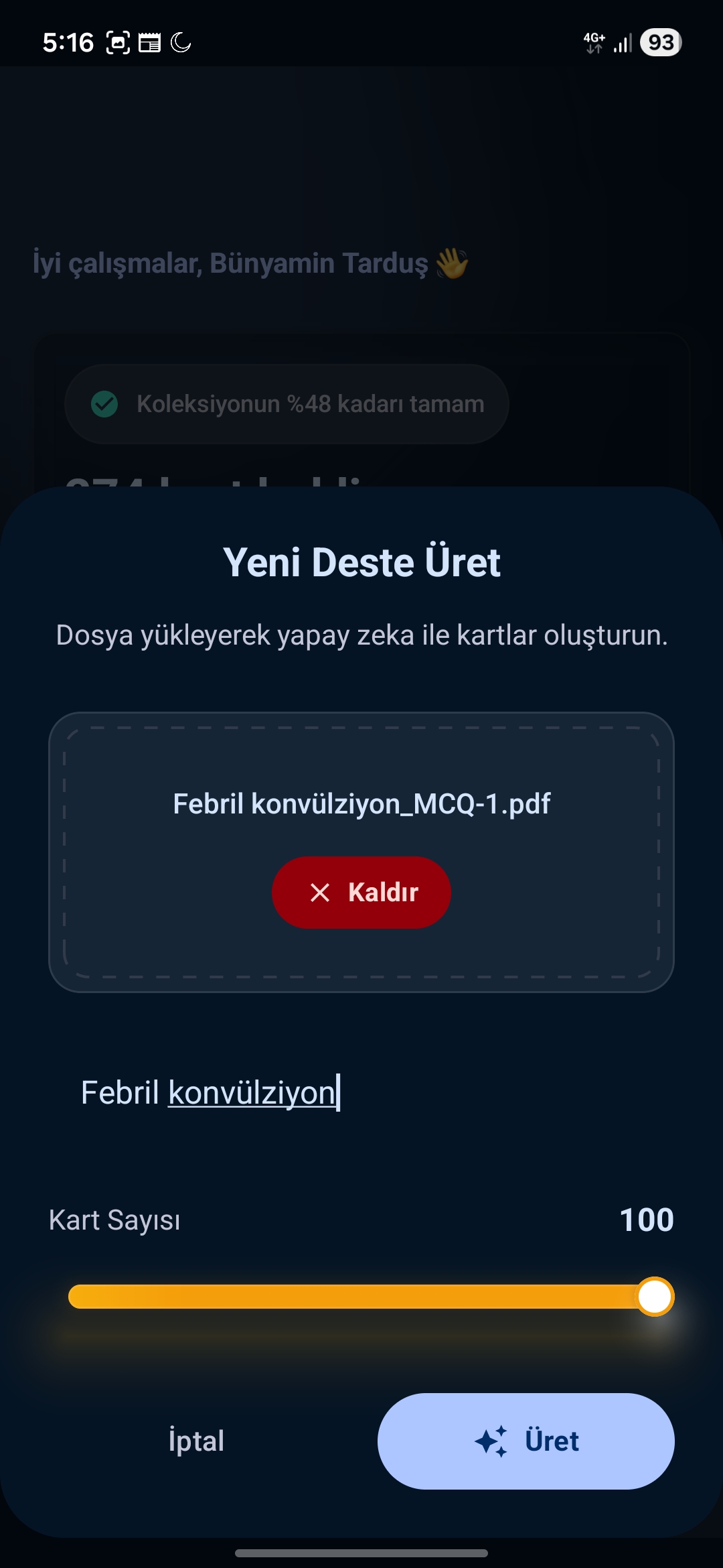 Yapay Zeka Deste Üretimi