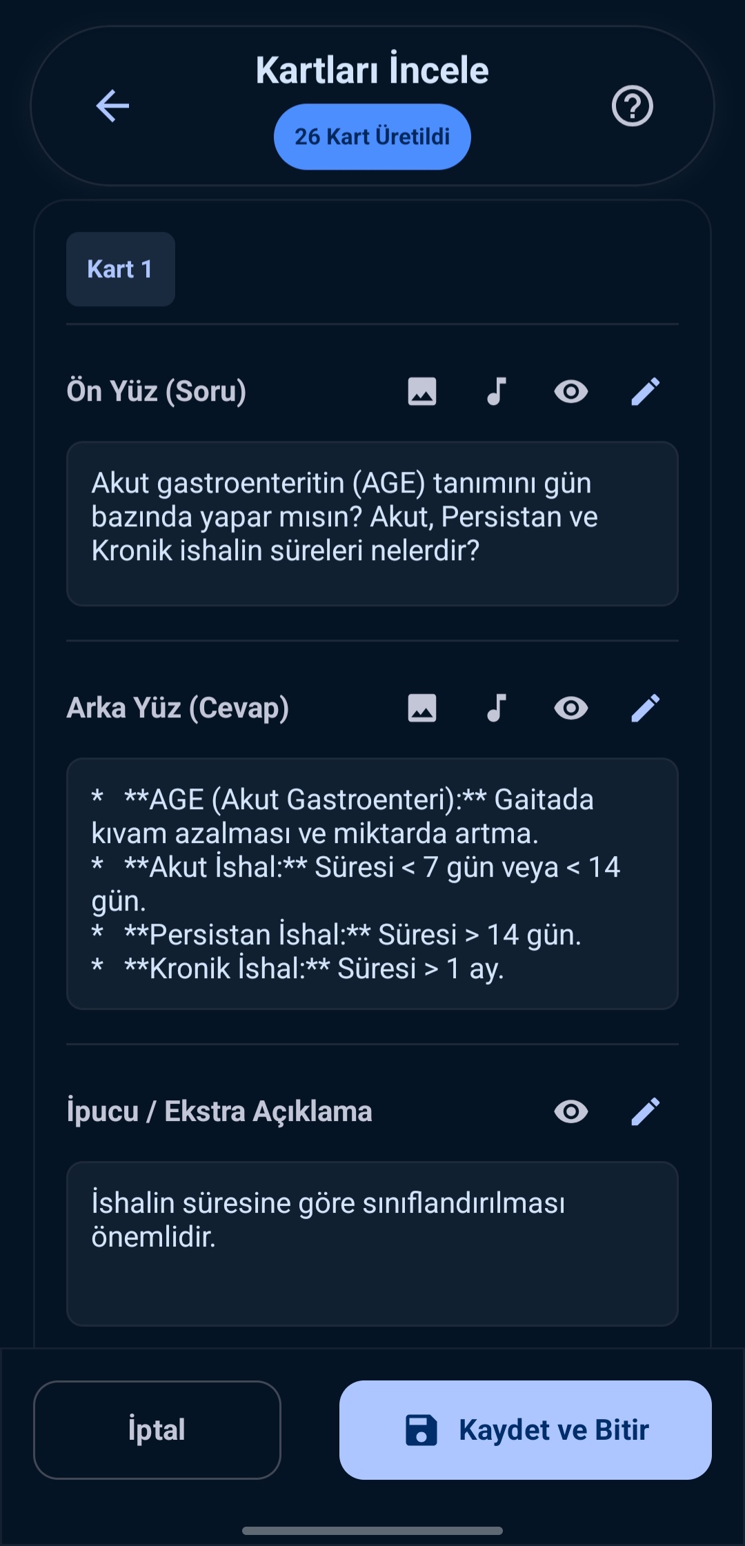 Üretilen Kartları İnceleme ve Düzenleme